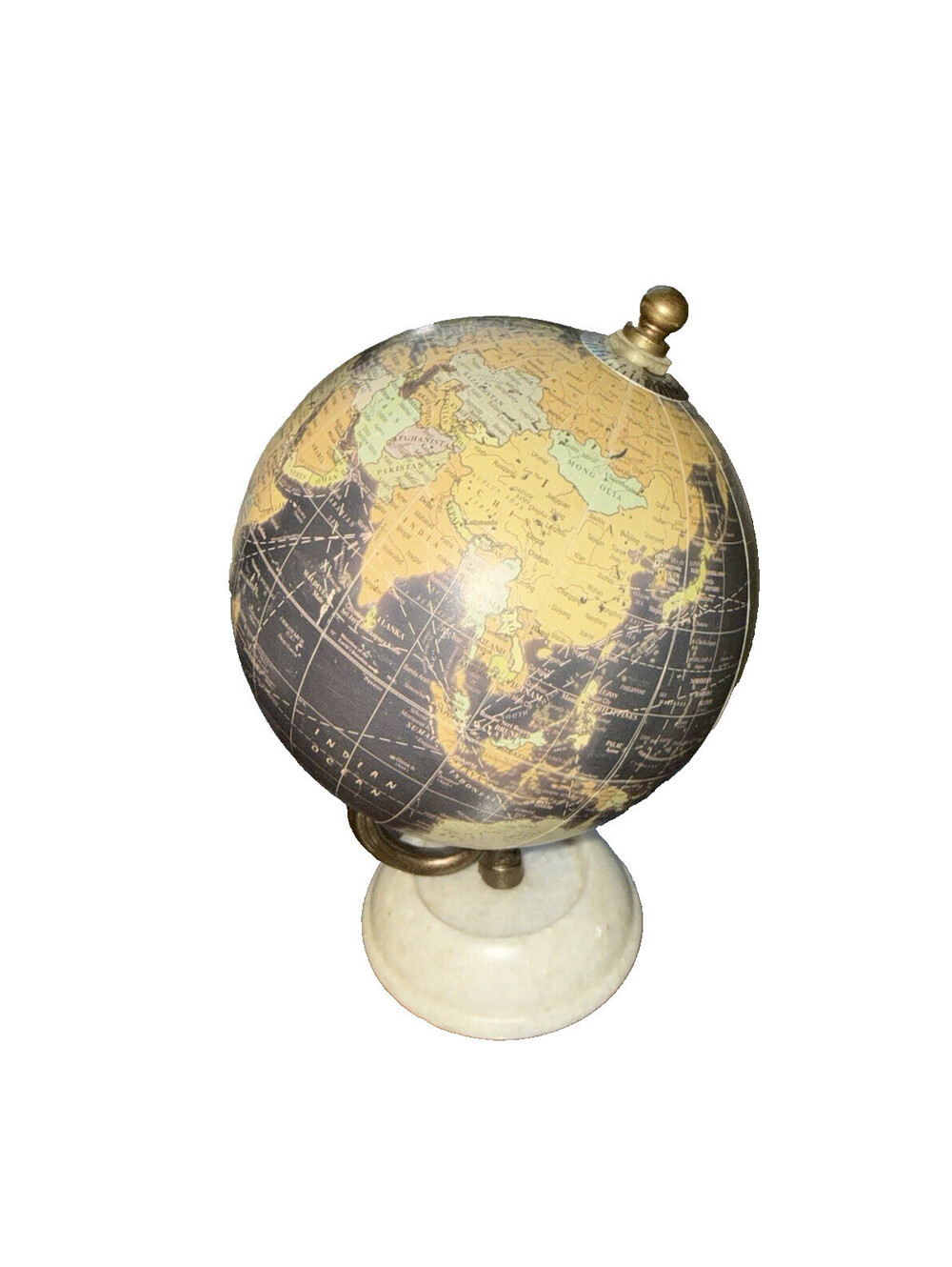 Small World Globe marble base  mcm decor, office mantel decor